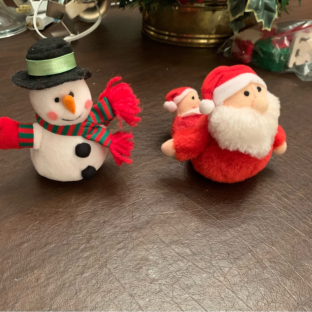 Santa and Snowman plush toys